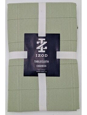 IZOD Chadwick 70" Round Tablecloth Laurel Green Cotton Blend New Seats 4-6